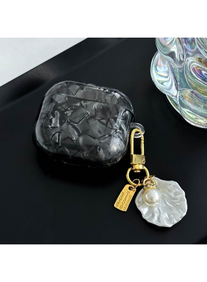 Imd Shell Tpu Soft Shell Apple Pro2 Pearl Pendant For AirPods4 Earphone Protective Cover-Color:Black Shell Pattern + Shell Pendant-Model:AirPods 3  - Image 1