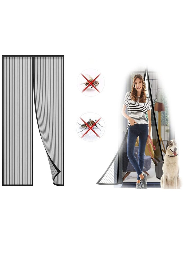 Luckam Magnetic Fly Screen Door, Fly Insect Screen Door, Keeps Mosquitoes Insects Bugs Out, Size 100 x 210 cm, Black - Image 1