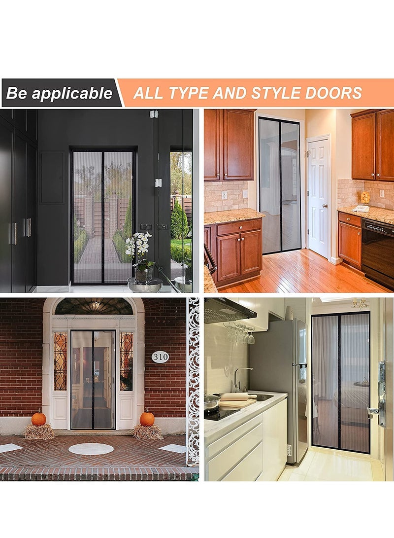 Luckam Magnetic Fly Screen Door, Fly Insect Screen Door, Keeps Mosquitoes Insects Bugs Out, Size 100 x 210 cm, Black - Image 3