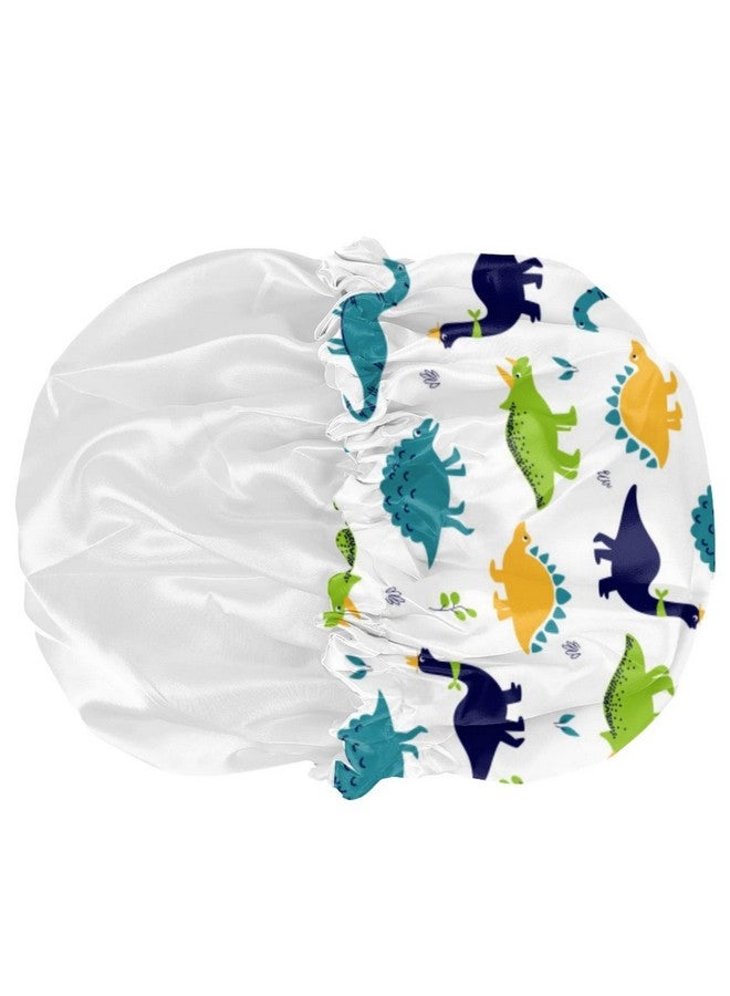 Babrukda Kids Hair Cover, Children Satin Bonnet, Boys Girls Satin Sleep Cap, Adjustable Elastic Band Beanie Hat for Night Sleeping Easy Clean Headwear for Toddler Baby Dinosaur - Image 5