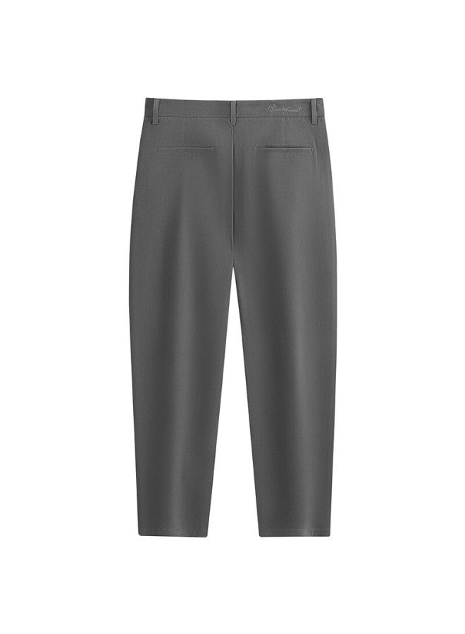 Dancing Wolves 280g Cotton-spandex Autumn-winter Breathable Long-staple Cotton Stretch Comfortable Heavyweight Casual Cropped Pants 015 Dark Gray 36