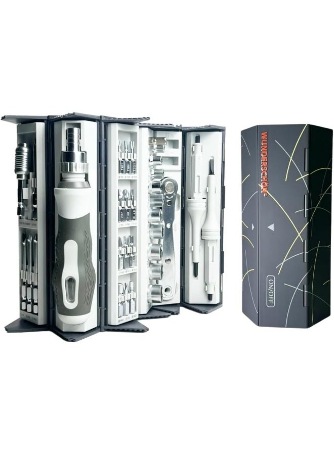 WUNDERSCHÖN Multifunctional Reattaching Screwdriver Ratchet Set Of 33 Pieces Hexagonal Design Case Maintenance Tool Suitable to Repair Automotive, Appliances, Household  - Image 1