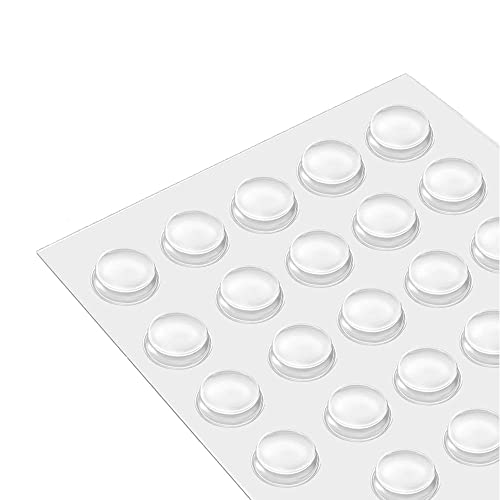 Volo Round Self Adhesive Silicone Bumper, Circular Dots Cabinet Safety Stoppers for Drawer with Mute Buffer, Picture Frames, Cutting Boards, Laptops.(3x8 mm)(Color-Transparent). (32 Pcs.) - Image 1
