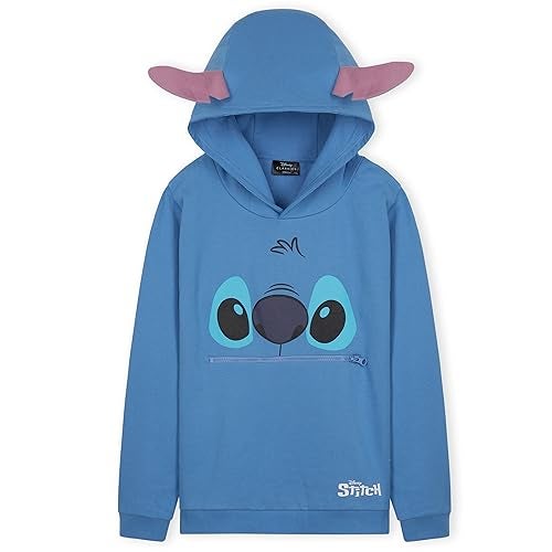 Disney Stitch Hoodie for Girls Teens Soft Hooded Sweatshirt Warm Pullover Sweater Activewear Sports Youth Hoodie Stitch Gifts (Blue, 11-12 Years) - Image 1