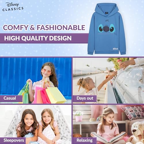 Disney Stitch Hoodie for Girls Teens Soft Hooded Sweatshirt Warm Pullover Sweater Activewear Sports Youth Hoodie Stitch Gifts (Blue, 11-12 Years) - Image 4