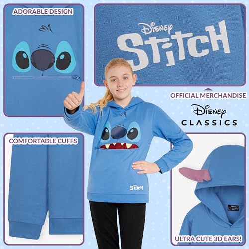 Disney Stitch Hoodie for Girls Teens Soft Hooded Sweatshirt Warm Pullover Sweater Activewear Sports Youth Hoodie Stitch Gifts (Blue, 11-12 Years) - Image 5