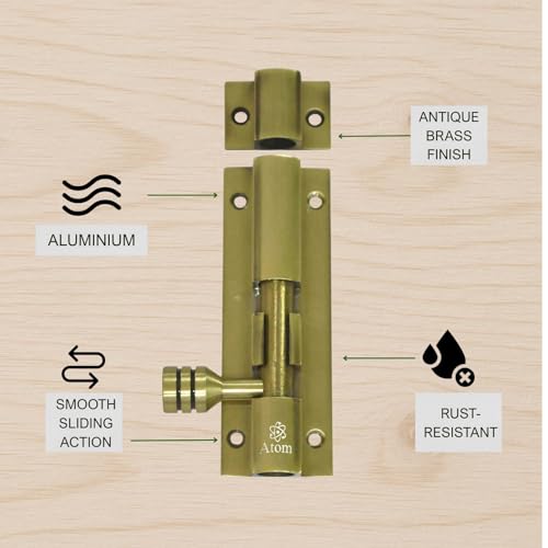 Atom 4 inch Aluminium Tower Bolt | Antique Finish | Home and Offices Doors and Windows Tower Bolt, TB001, Pack of 10 - Image 4