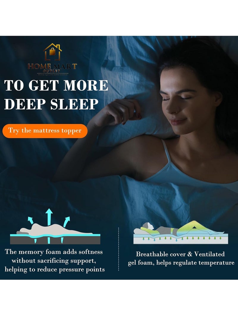 The Home Mart - Home Mart 3-Inch Single Gel Infused Memory Foam Mattress Topper, Cooling Bed Topper with Removable Cover, Soft & Pain Relief, Breathable, CertiPUR-US & Oeko-Tex Certified, 90x190 - Image 1