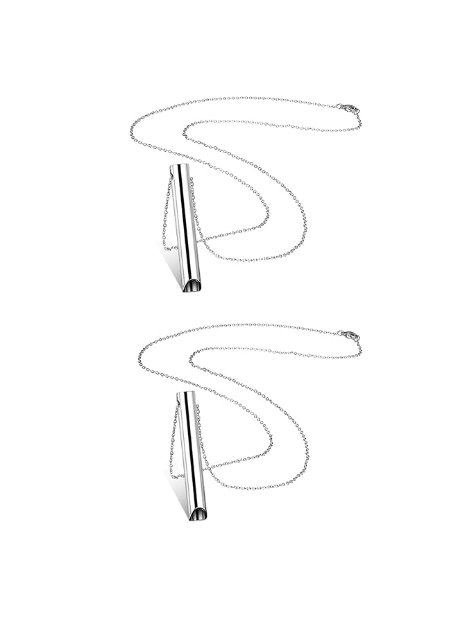 erorex Stainless Steel Anxiety Relief Necklace Mindful Breathing Necklace Portable Deep Breathing Necklace Anxiety Relief Jewelry For Men Women Meditation Stress Relief Relaxation Silver - Image 1