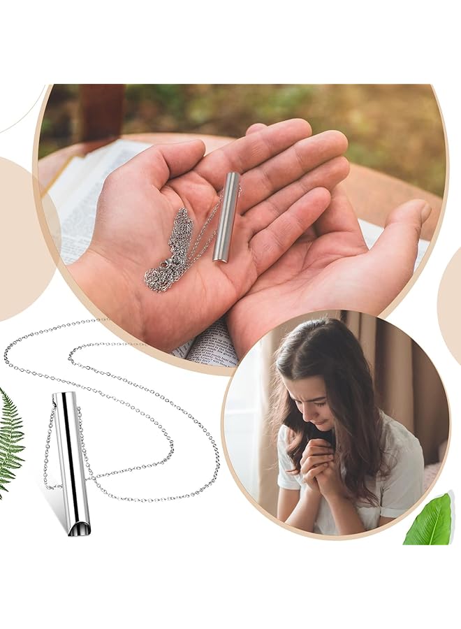 erorex Stainless Steel Anxiety Relief Necklace Mindful Breathing Necklace Portable Deep Breathing Necklace Anxiety Relief Jewelry For Men Women Meditation Stress Relief Relaxation Silver - Image 3