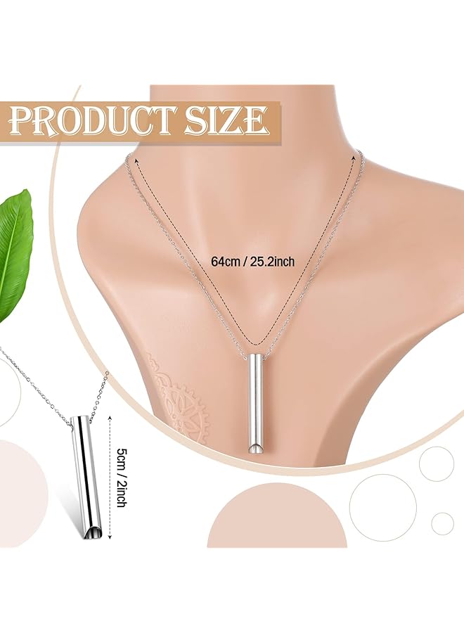 erorex Stainless Steel Anxiety Relief Necklace Mindful Breathing Necklace Portable Deep Breathing Necklace Anxiety Relief Jewelry For Men Women Meditation Stress Relief Relaxation Silver - Image 4