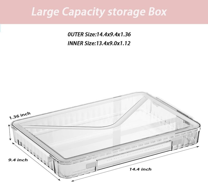 RHONZHAO 2 Pack Clear Plastic File Storage Boxes with Latching Lids, Transparent Certificate Organizer, Portable Project Case for Drawers, Clear Stackable File Box for A4 Files (‎White Latches, Small) - Image 2
