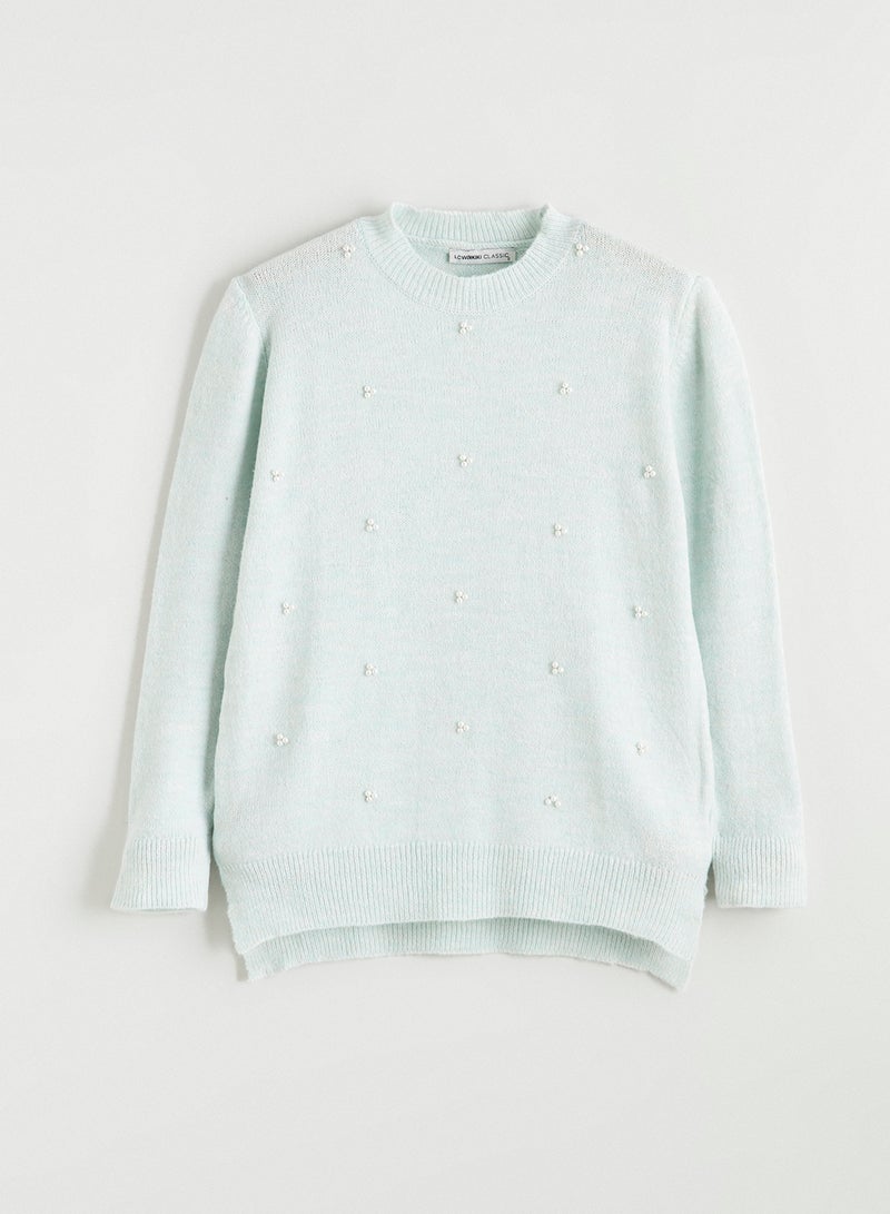 LC WAIKIKI Crew Neck Beaded Embellished Women's Knitwear Sweater - Image 5