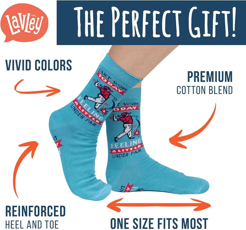 Lavley Funny Golf Socks - Fun gift for golfers - Unisex one size fits most - Great for birthdays or stocking stuffers - Image 2