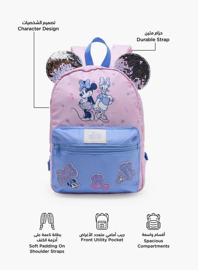 ديزني Minnie Mouse Print School Backpack For Girls 13 Years With Padded Shoulder Straps - 21 Inches - 15x27x27 CM