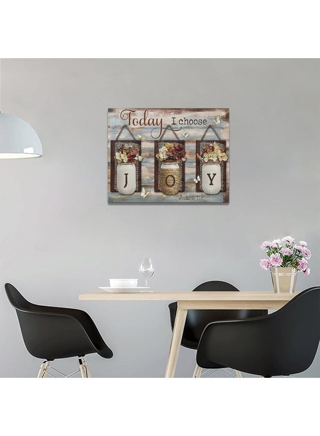exroozy Farmhouse Wall Art Rustic Flower Joy Pictures Wall Decor Country Christian Floral Painting Inspirational Canvas Prints Modern Framed Home Artwork Decor for Bathroom Bedroom Living Room 16"x12" - Image 4