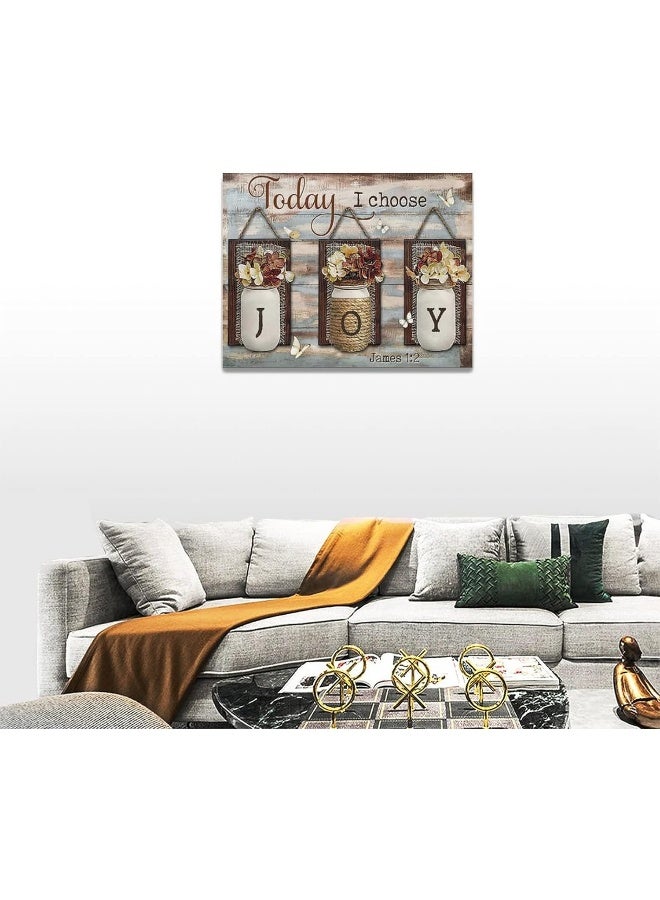 exroozy Farmhouse Wall Art Rustic Flower Joy Pictures Wall Decor Country Christian Floral Painting Inspirational Canvas Prints Modern Framed Home Artwork Decor for Bathroom Bedroom Living Room 16"x12" - Image 5