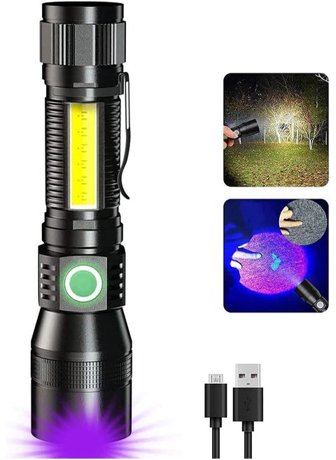 UV Flashlight Black Light, 3 in 1 Magnetic Flashlight Rechargeable,1000 Lumen Tactical LED Flashlight, 7 Modes Waterproof UV Light Flashlight for Camping Emergencies Pet Urine Detection