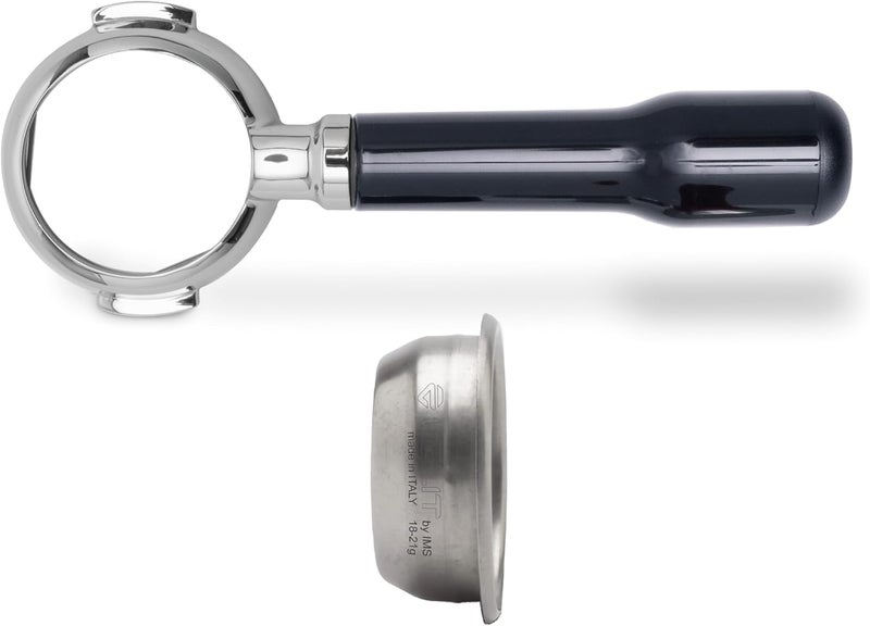 Lelit - - 58 Bottomless Portafilter - Includes 2-Dose Stainless Steel Filter - Classic Handle - PLA580S - Silver/Polished Black - Image 1