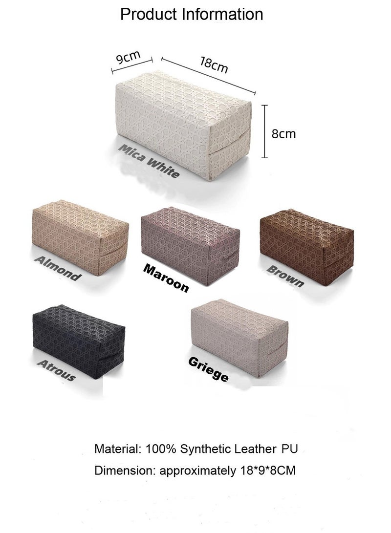Tissue Box Cover, Waterproof PU Leather Tissue Boxes holder, Vine Woven Pattern Rectangular Tissue Boxes, Living Room Bathroom Vanity Tissue Case, Office Desk Car Tissue Holder, Home Decorations (Five Colors) - Image 2
