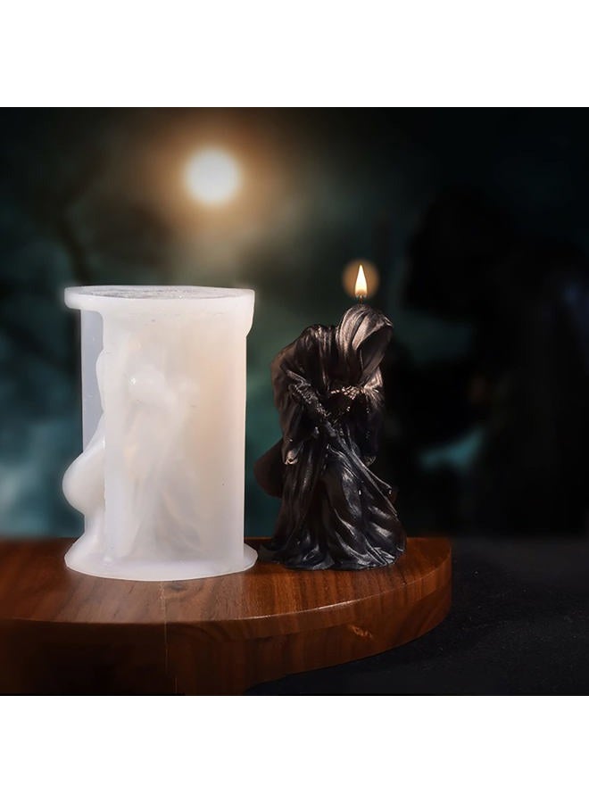 ESEDAGE 4 Inch Shadow Man Candle Mold Skull Head Candle Mold Skull Candle Making Molds Sword Man Soap Making Molds Silicone Mold for Candles Resin Mold Chocolate Silicone Mold Chocolate Mold - Image 1