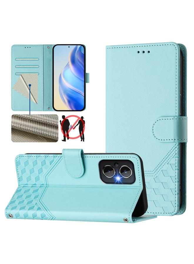 اس-توب جراب لهاتف OnePlus Nord N20 5G جراب هاتف جلدي بنقش قرص العسل بتقنية RFID - Image 1