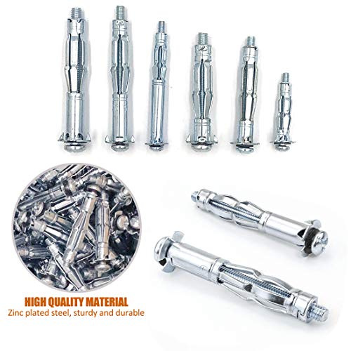 ISPINNER 20 قطعة مسامير موللي من الصلب المجلفن M5x52mm لتثبيت الجدران الجافة، الجص والبلاط - Image 3