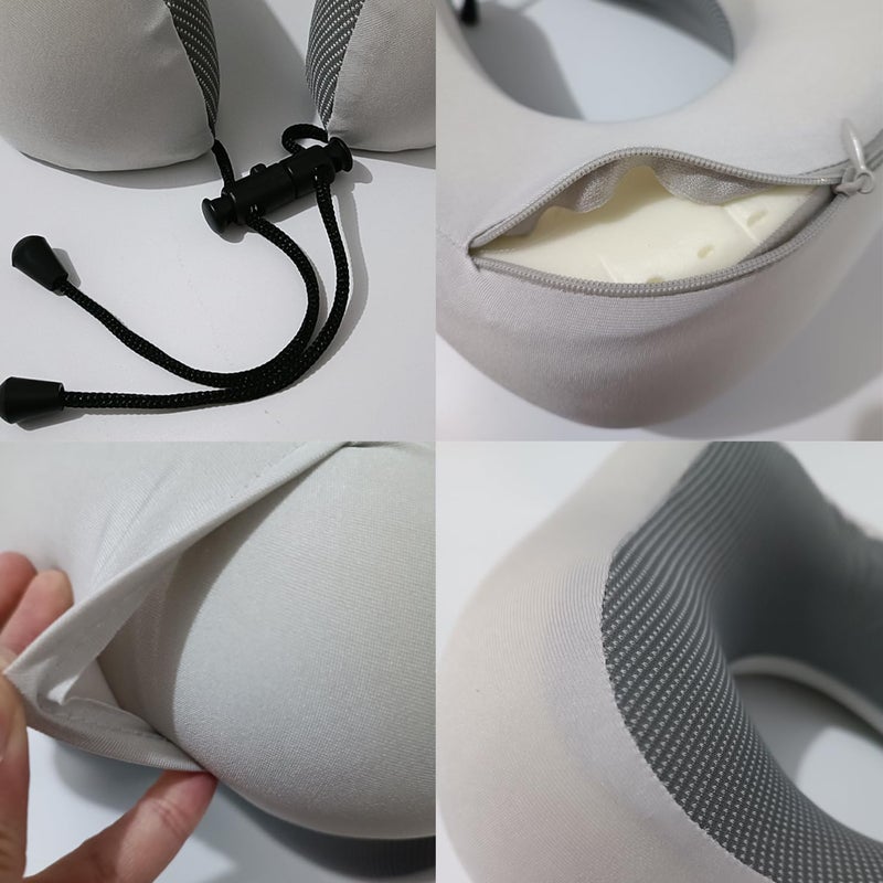 jidachuang Travel Pillow for Airplanes Memory Foam Neck Pillow for Traveling for Adult (C-Grey) - Image 2