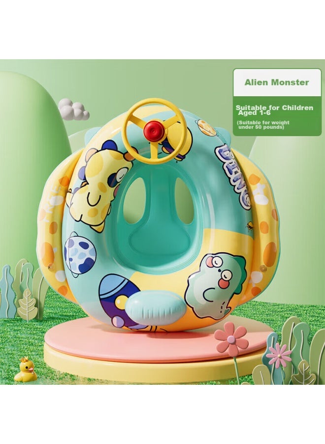 YouYou You Swimming Ring For Children, Thickened Anti-rollover Life Buoy, For Boys And Girls, Baby Swimming Seat Ring 90116, Alien Monster - Image 1