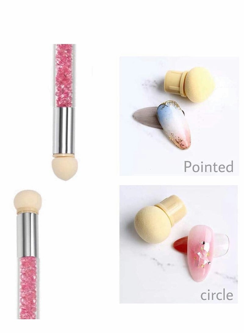 نيبمينينت Sponge Gradient Nail Art Brush with 4 Replacement Heads, Sponges, Tools, Double Headed Replaceable Washable Smudge Punch Pen Set for Salon or Home Use, Pink - Image 4