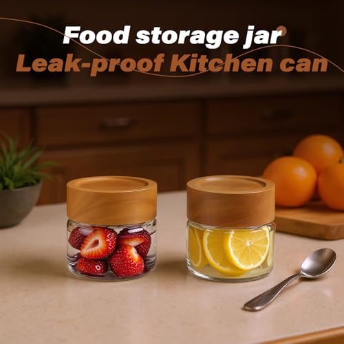Zoaiirte 6-Pack 4 fl oz Stackable Airtight Glass Jars (with Acacia Wood Lids + Sticker Labels) – Small Mason Jars designed for overnight oats, spices, dry goods, and kitchen organization. - Image 5