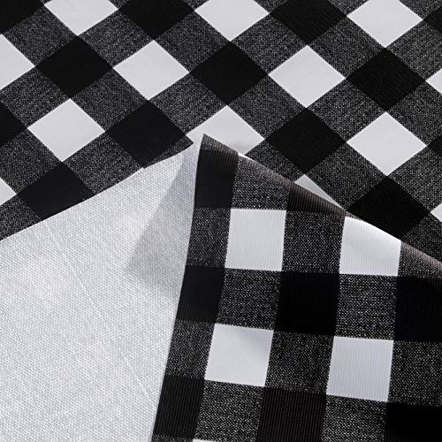 sancua Checkered Vinyl Rectangle Tablecloth 54 x 78 Inch, 100% Waterproof Oil Proof Spill Proof PVC Plaid Table Cloth, Wipe Clean Buffalo Table Cover for Dining Tables Buffet Parties, Black and White - Image 3