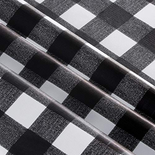 sancua Checkered Vinyl Rectangle Tablecloth 54 x 78 Inch, 100% Waterproof Oil Proof Spill Proof PVC Plaid Table Cloth, Wipe Clean Buffalo Table Cover for Dining Tables Buffet Parties, Black and White - Image 4