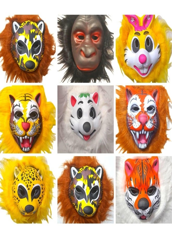 Munmoll Animals Theme Face Mask For Kids Adults Cosplay Animal Face cut Holi Mask Cartoon Fancy dress Birthday, Theme Party, Cosplay, Halloween Birthday 3 Pack - Image 1