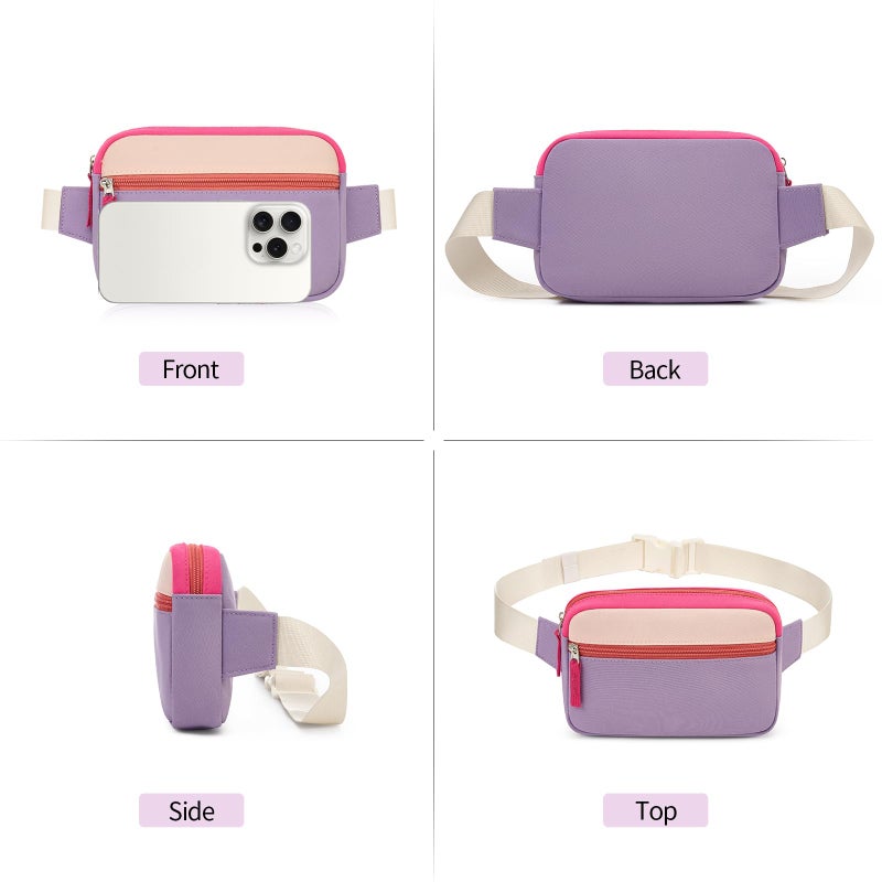 cotmcor Kids Fanny Pack for Girls Teens, Belt Bag Cute Crossbody Waist Bag for Girls Ages 6-8 8-10 8-12 Gift Beige & Orchid Purple & Cerise - Image 3