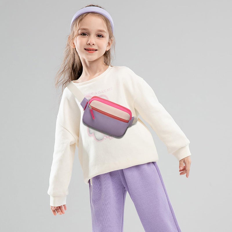 cotmcor Kids Fanny Pack for Girls Teens, Belt Bag Cute Crossbody Waist Bag for Girls Ages 6-8 8-10 8-12 Gift Beige & Orchid Purple & Cerise - Image 2