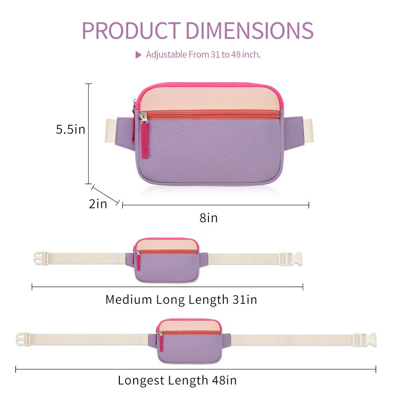 cotmcor Kids Fanny Pack for Girls Teens, Belt Bag Cute Crossbody Waist Bag for Girls Ages 6-8 8-10 8-12 Gift Beige & Orchid Purple & Cerise - Image 4