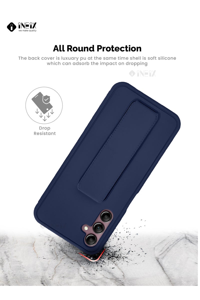 إينيكس جراب حماية 3 في 1 مغناطيسي ذو مسند للهاتف وسوار لأصابع اليد لهاتف سامسونج جلاكسي A14 4G -أزرق بحري - Image 5