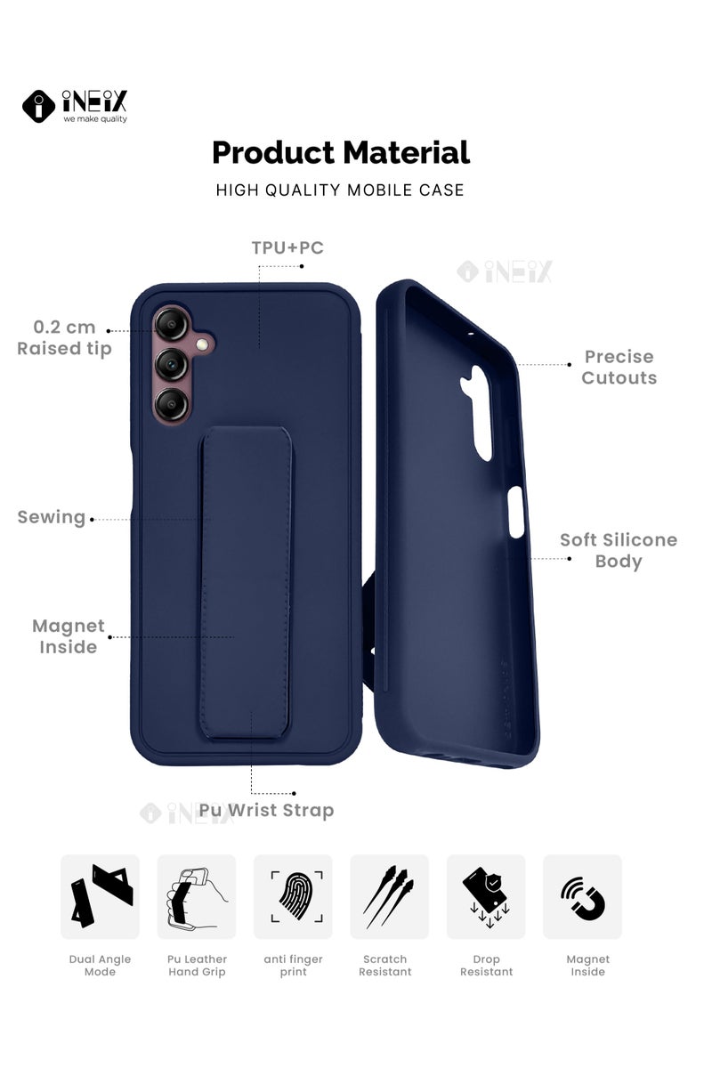 إينيكس جراب حماية 3 في 1 مغناطيسي ذو مسند للهاتف وسوار لأصابع اليد لهاتف سامسونج جلاكسي A14 4G -أزرق بحري - Image 2