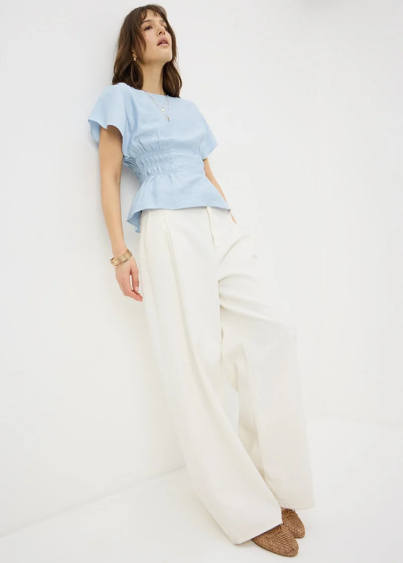 Matalan Light Blue Cinched Waist Blouse