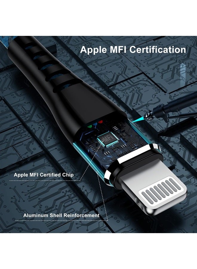 Essri Apple MFi Certified 3 Pack iPhone Charger 6ft, Long Lightning Strong Nylon Braided Charging Cable 6 Foot, Fast USB Cord for Apple iPhone 14/13/12/11/X/XS/XR/8/iPad Mini Air（Blue） - Image 1