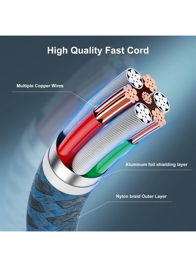 Essri Apple MFi Certified 3 Pack iPhone Charger 6ft, Long Lightning Strong Nylon Braided Charging Cable 6 Foot, Fast USB Cord for Apple iPhone 14/13/12/11/X/XS/XR/8/iPad Mini Air（Blue） - Image 3