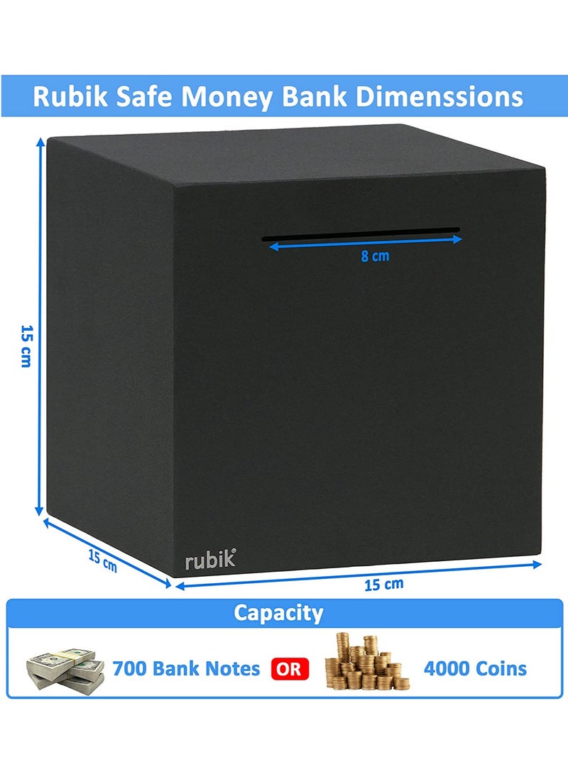 Piggy Bank for Adults Stainless Steel Savings Money Bank to Help Budget and Save Must Break to Access Money (6 Inch) Black