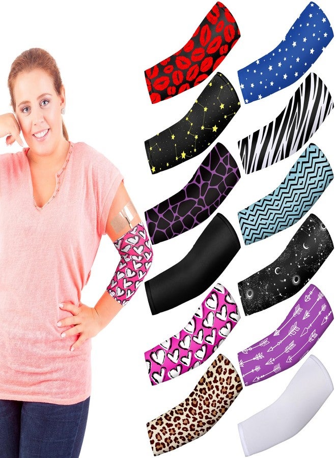 Cuffbow 12 Pcs PICC Line Reusable Sleeve Cover for Adults Upper Arm Breathable Cover Nursing Sleeve Protector Supplies(Stylish) - Image 1