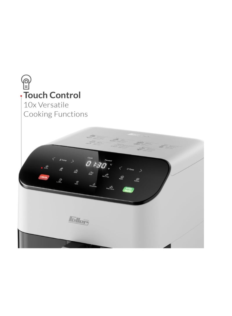 Feller Germany Air Fryer 1600 W, Large 5.5L Cap., Xcyclone-Tech, 4x Non-Stick Ceramic Coating,10 Cooking Functions, Touch Panel, Cool-Touch+Interior Lightning, AFR550, 2Y Guarantee-UAE Version - Image 3