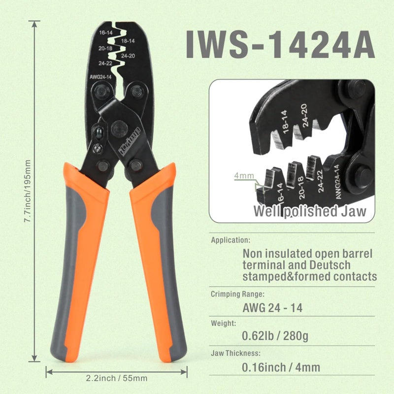 IWISS أداة ضغط طرف الأسلاك غير المعزولة iCrimp - أداة ضغط للأسلاك لمولكس، دلفي، AMP/Tyco، هارلي، الكمبيوتر، السيارات 24-14 AWG - Image 2