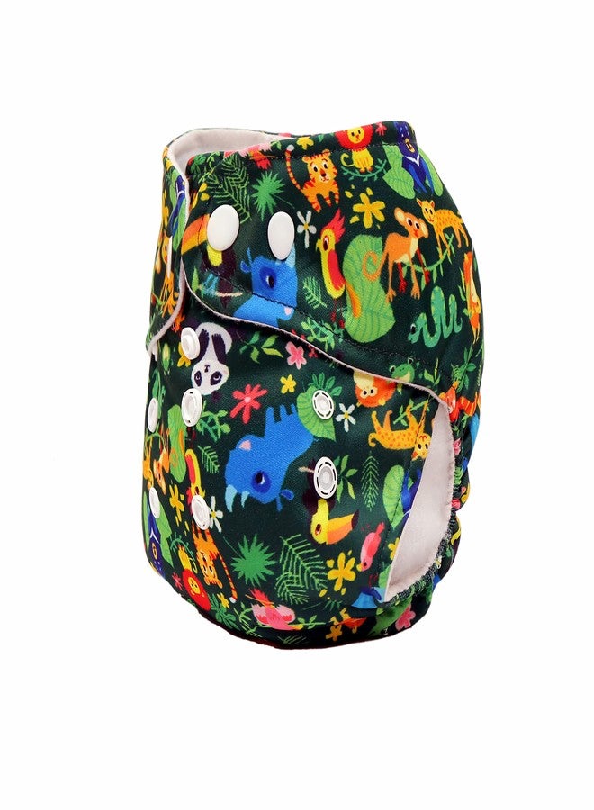 Deedry Baby Cloth Diapers Washable & Reusable Diapers with Adjustable Snap Buttons 3 Months- 3 Years 1 Blue Solid & 1 Print Diaper + 2 Inserts/Pads - Image 2
