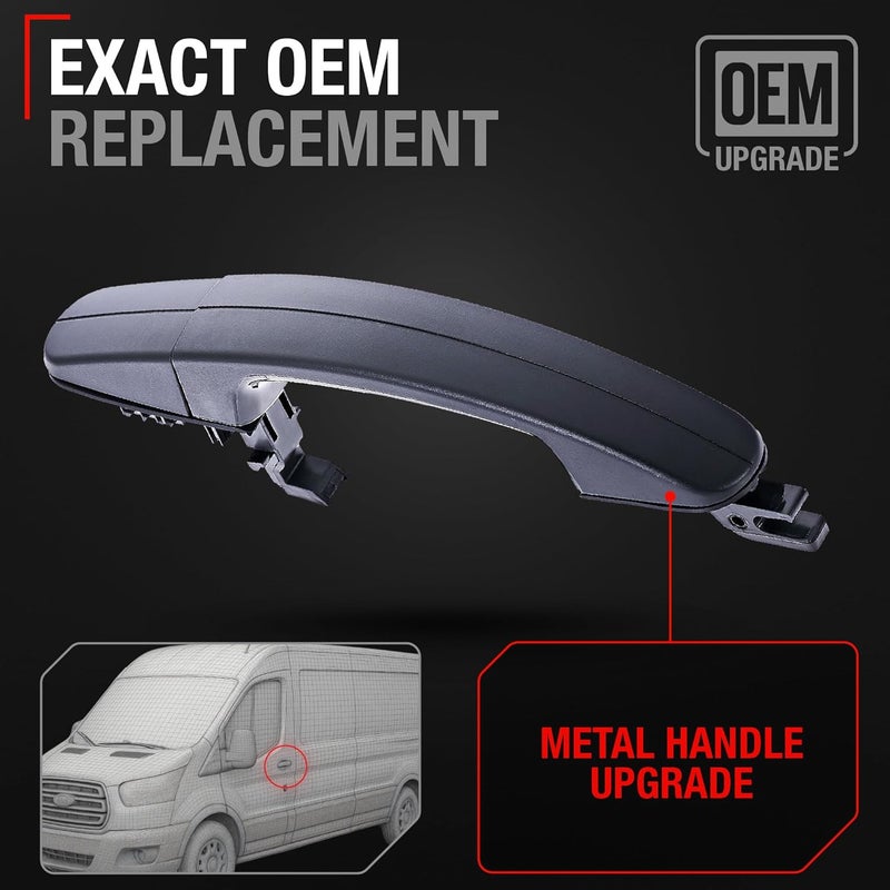 T1A Exterior Rear Passenger Sliding Door Handle Replacement Upgraded Metal - Compatible with 2015-2023 Ford Transit - Textured Black, Plastic - OEM BK2Z-6126604-A, BK2Z-61218B08-A, 97699 - Image 3