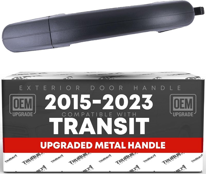 T1A Exterior Rear Passenger Sliding Door Handle Replacement Upgraded Metal - Compatible with 2015-2023 Ford Transit - Textured Black, Plastic - OEM BK2Z-6126604-A, BK2Z-61218B08-A, 97699 - Image 1