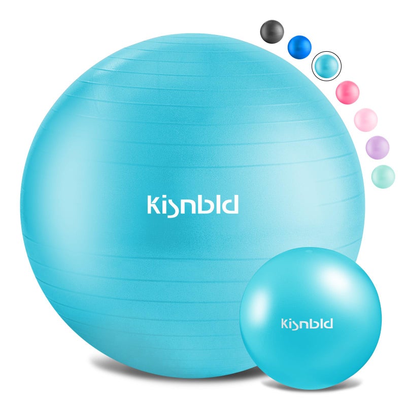 kisnbld Exercise Ball, Extra Thick Yoga Ball for Workout Pregnancy Stability, 4 Sizes Anti-Burst Balance Ball with Foot Pump - Heavy Duty Fitness Ball Chair for Office, Home & Gym - Image 1